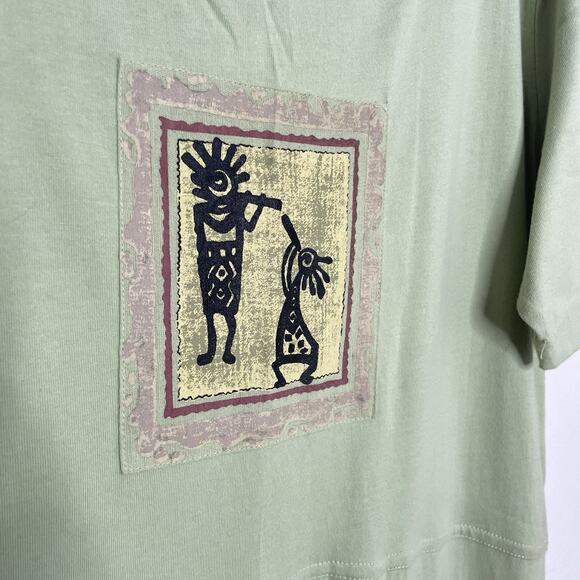 NWT Vintage Maxi Dress Green Cotton Size M Patchwork Block Print Boho Hippie Art - Picture 5 of 12